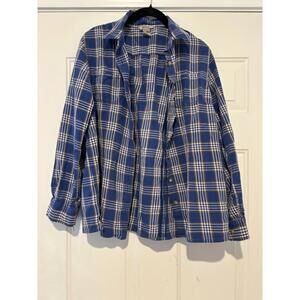 Deluth 100% cotton sz L blue plaid flannel #952